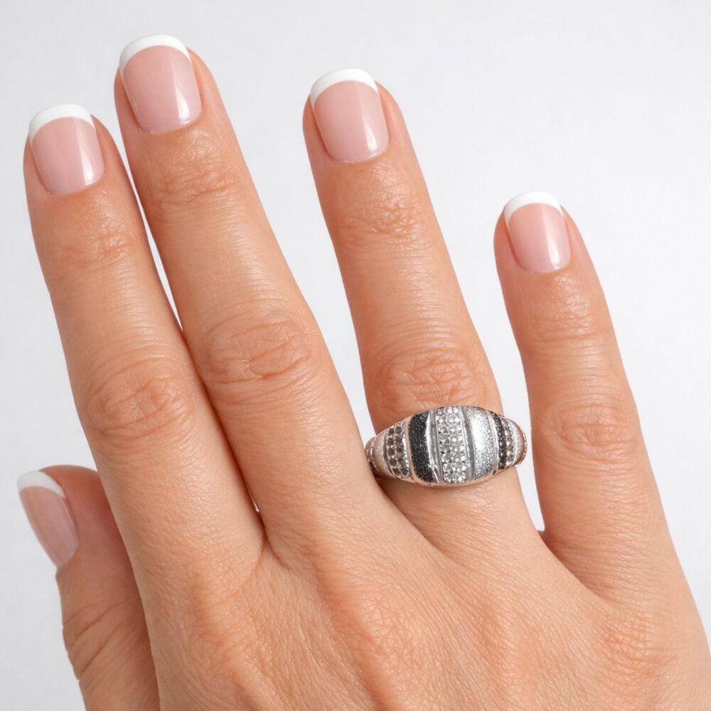 NWB Adjustable White Gold Plated Cubic Zirconia Ring Nickle-free & Tarnish‑Free